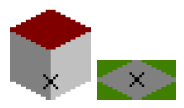 An isometric sprite and its collision mask.