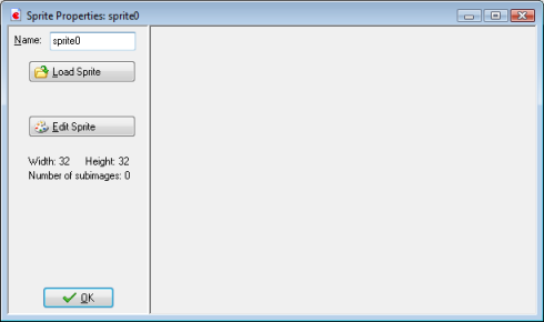 The empty Sprite Properties form