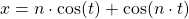 x=n\cdot\cos (t)+\cos(n\cdot t)