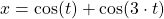 x=\cos (t)+\cos(3 \cdot  t)